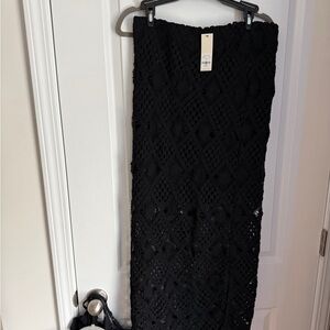 NWT Black Crochet Skirt with slip